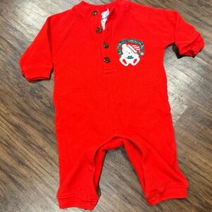 Vitamins Baby Red One Piece with Snowman Embroidery